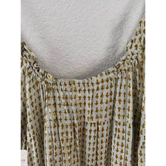 Free People Midnight Dance Maxi Dress NWT Medium Light Grey Boho Prairie Tiered - Picture 6 of 10